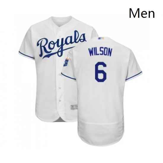 Mens Kansas City Royals 6 Willie Wilson White Flexbase Authentic Collection Baseball Jersey